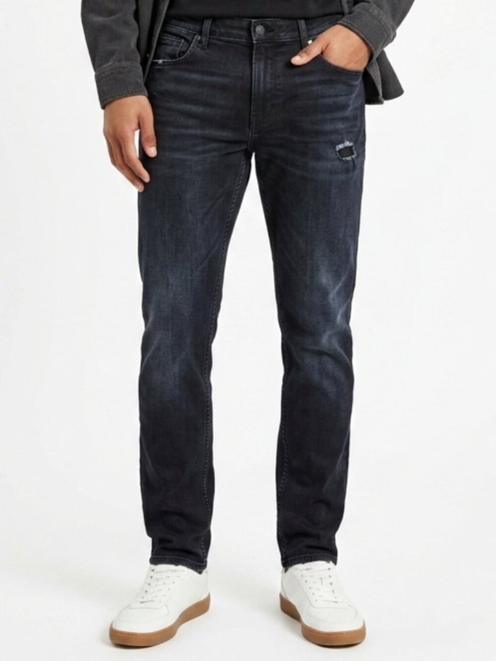OLD NAVY Distressed Relaxed Slim Built in Flex Black Denim Jeans 38 x 32